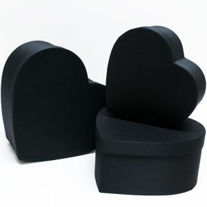 W5040 Black Fabric Heart Shape Flower boxes set of 3