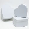 White Fabric Heart Shape Flower boxes set of 3