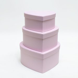 W5042 Pink Fabric Heart Shape Flower boxes set of 3
