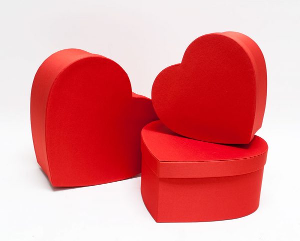 Red Cloth Heart shape Flower Boxes