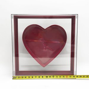Large Red Transparent Square Heart Shape Flower Box
