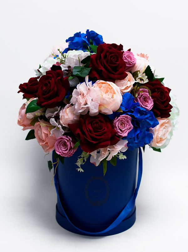 Royal Blue Round Flower Boxes Set of 3