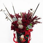 W7839 Christmas Santa Black Square Shape Flower Bucket