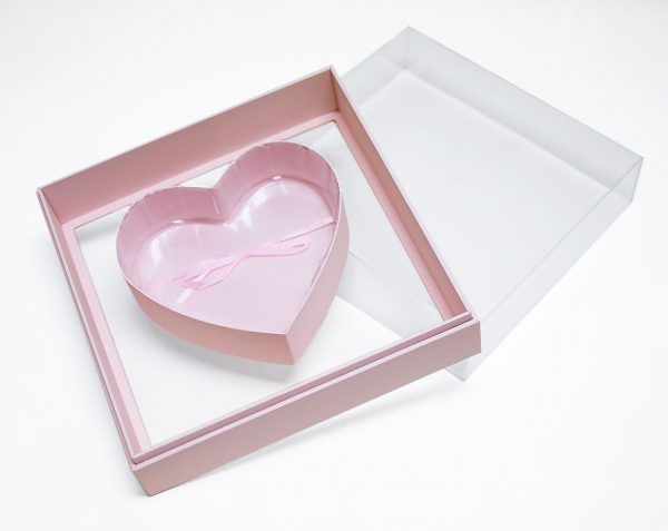Transparent Square With Heart Shape Flower Boxes