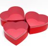 Set of 3 Red heart shape flower boxes