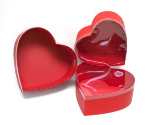 Set of 3 Red heart shape flower boxes