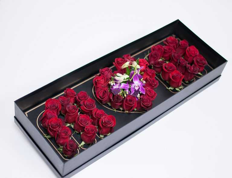 Black Rectangular Love Mom Flower Box With Liners and Foams D & E