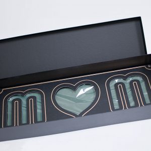 Black Rectangular Love Mom Flower Box With Liners and Foams