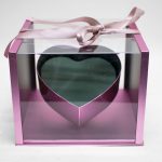 1021ARosegold Rose Gold Acrylic Square Flower Box Tilted Heart Center