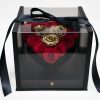 Black Acrylic Square Flower Box Tilted Heart Center And Drawer
