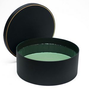Big Black Round Shape Flower Box With Liner and Foam