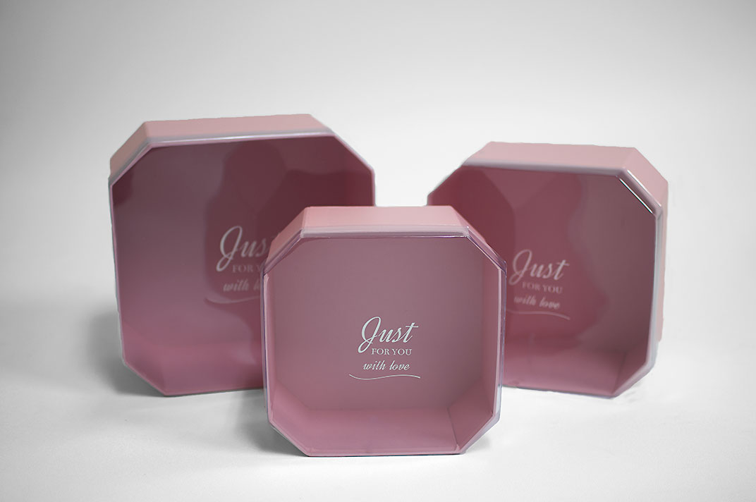 Pink Set of 3 Square Flower boxes with Window