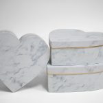 W6729 White Marble Set of 3 Heart Shape Flower Boxes