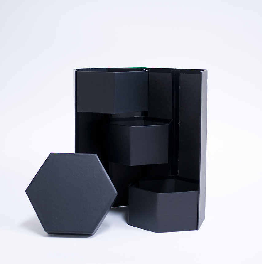W7355 Black Tri-layer Flower box