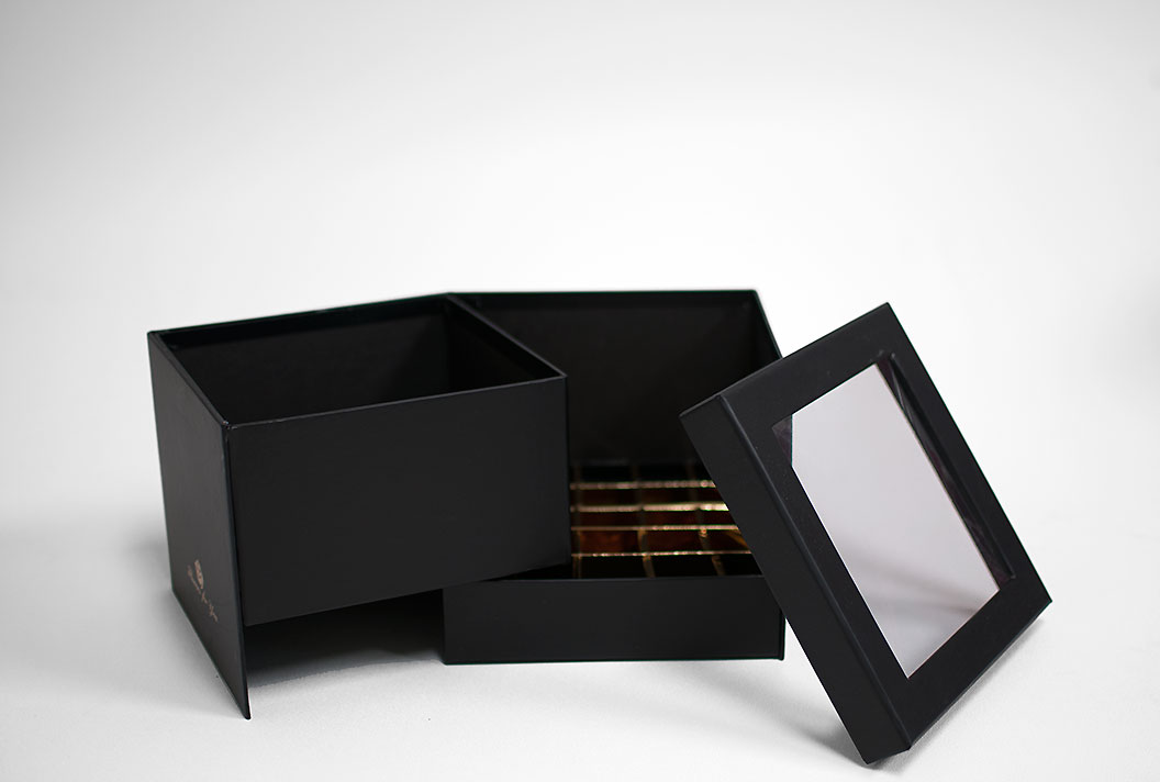 Black Square Double Layer Flower Box With Window