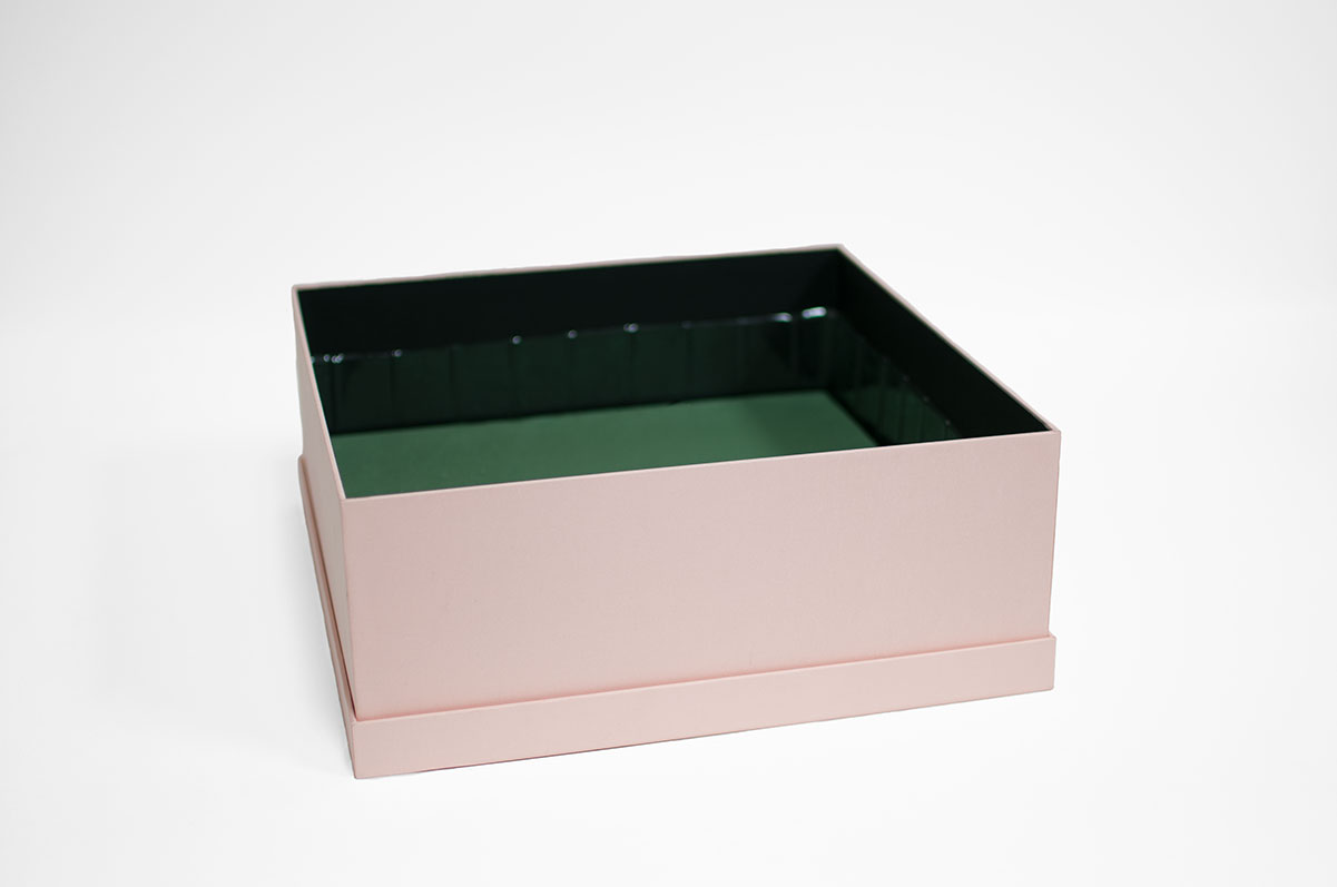 Big Pink Square Shape Flower Box With Liner and Foam