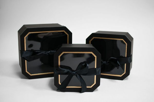 Black Set of 3 Square Flower boxes with Window