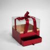 w5320 Red Acrylic Square Flower Box with Drawer