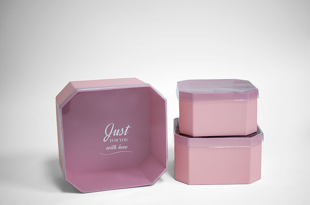 Pink Set of 3 Square Flower boxes with Window