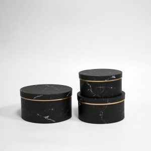 W6704 Black Marble Round Shape Set of 3 Flower Boxes