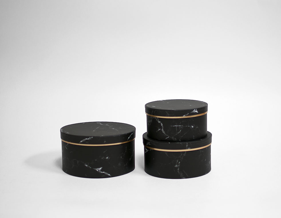 w6704web Black Marble Round Flower Boxes