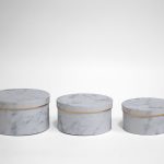W6705 White Marble Round Shape Set of 3 Flower Boxes