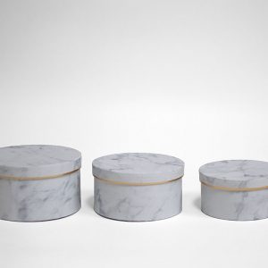 W6705 White Marble Round Shape Set of 3 Flower Boxes
