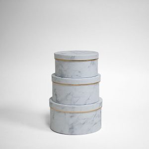 W6705 White Marble Round Shape Set of 3 Flower Boxes