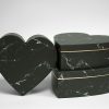 Black Marble Set of 3 Heart Shape Flower Boxes