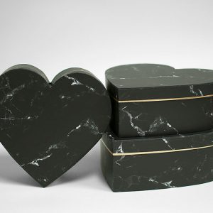 W6728 Black Marble Set of 3 Heart Shape Flower Boxes