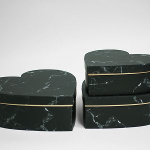 W6728 Black Marble Set of 3 Heart Shape Flower Boxes