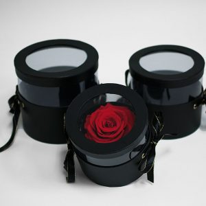 W6786 Black Set of 3 Round Flower Boxes With Window