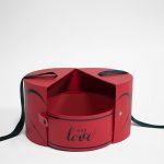 W6824 Red Round Shape Flower Box With Ribbon and Button