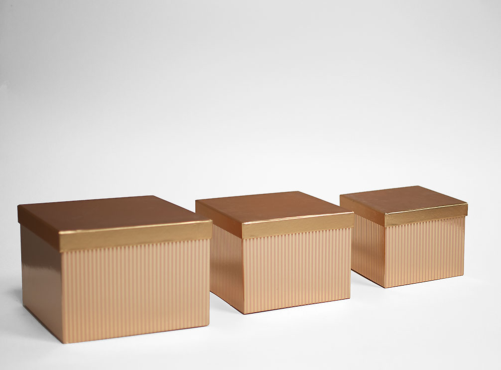 W6854 Gold Striped Flower Boxes Set of 3 W6854 Gold Striped Flower Boxes Set of 3