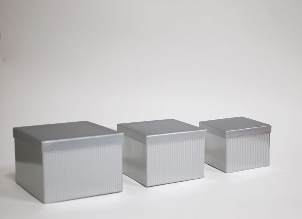 W6855 Silver Striped Flower Boxes Set of 3
