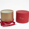W6885 Red Round Shape Flower Box With Ribbon and Button