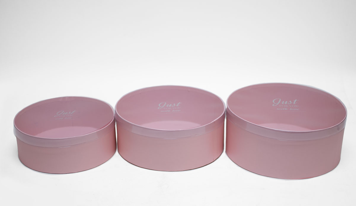 W7181 Pink Round Shape Shape Set of 3 Flower Boxes | D & E Floral Supplies