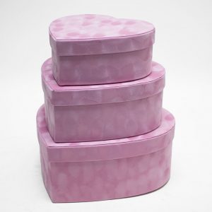 w7231 Pink Velvet Heart Shaped Box Set of 3