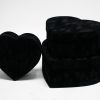 Black Velvet Set of 3 Heart Shape Flower Boxes