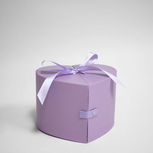 W7279 Lavender Heart Shape Flower Box With Ribbon