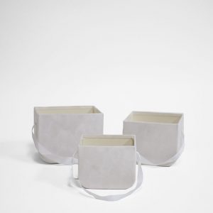 W7331 White Set of 3 Velvet Square Flower Boxes