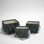 W7334 Grey Set of 3 Velvet Square Flower Boxes