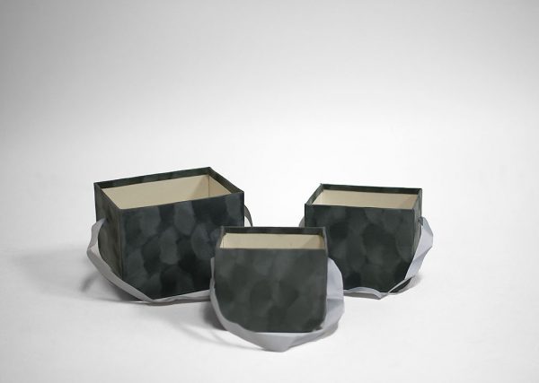 Grey Set of 3 Velvet Square Flower Boxes