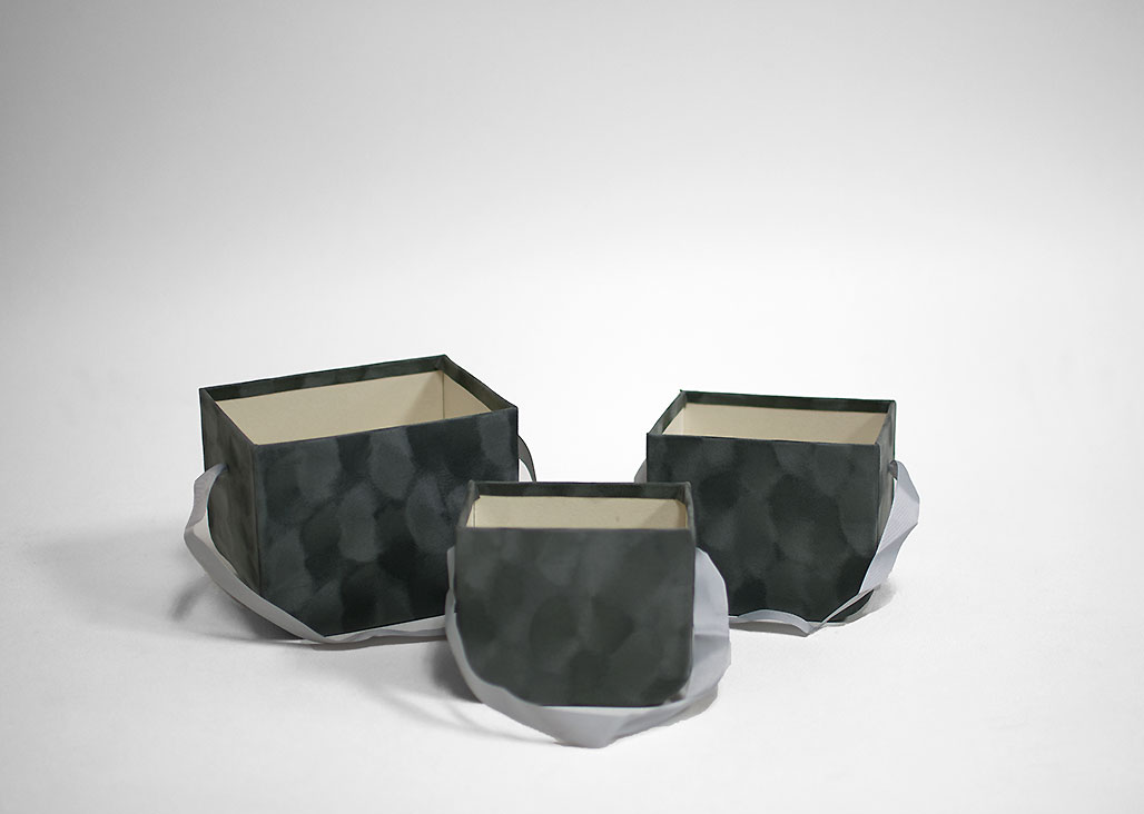 w7334-1web Grey Set of 3 Velvet Square Flower Boxes