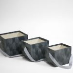 W7334 Grey Set of 3 Velvet Square Flower Boxes