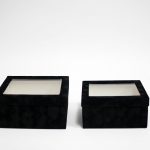 w7335 Black Velvet Square Flower Box with Window Set of 2