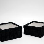 w7335 Black Velvet Square Flower Box with Window Set of 2