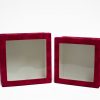 w7338 Red Velvet Square Flower Box with Window Set of 2