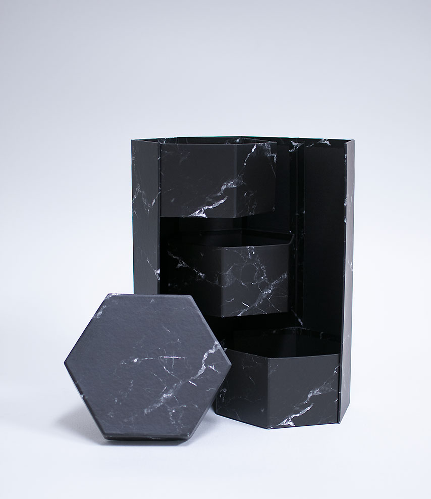 Black marble 3 tier flower box