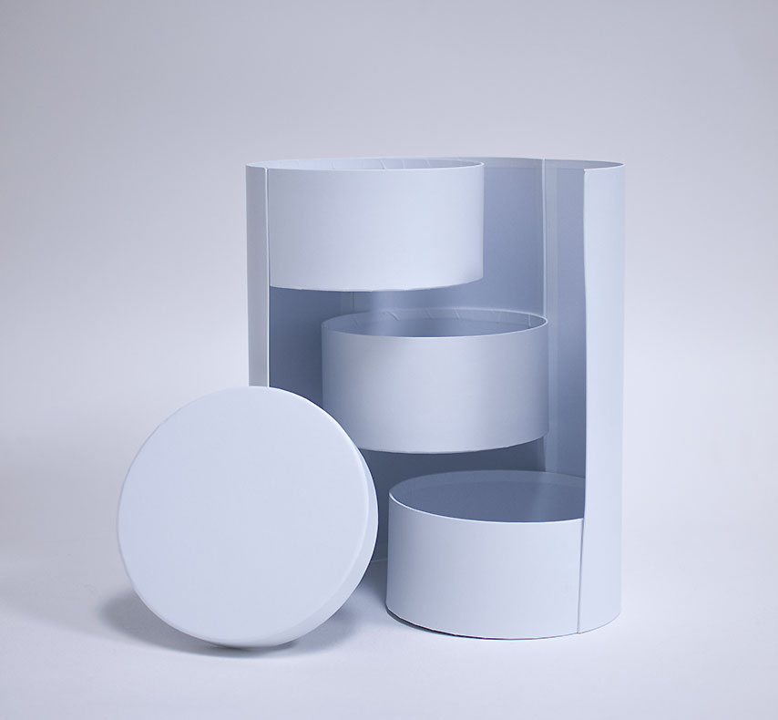 w7362 White Round 3 tier flower box